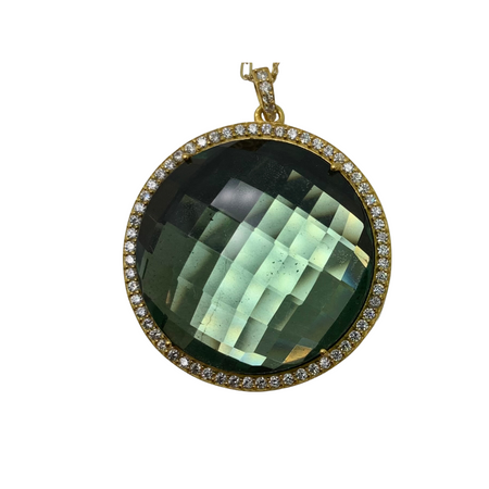 Round Pendant -Green pyrite