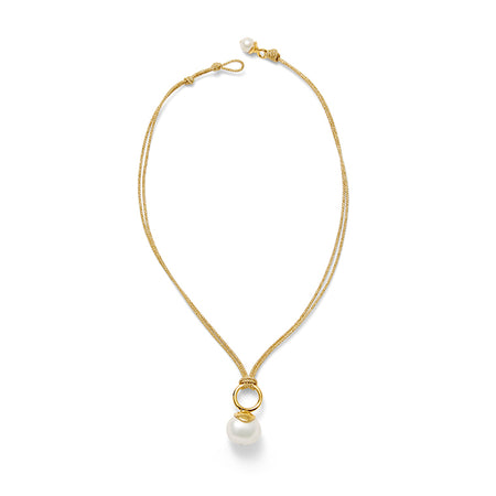 Modern cord pearl pendant gold/white