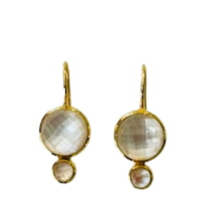 Moonstone round stone earrings with moonstone accent