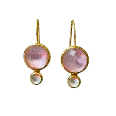 Pale pink chalcedony round stones with moonstone accent