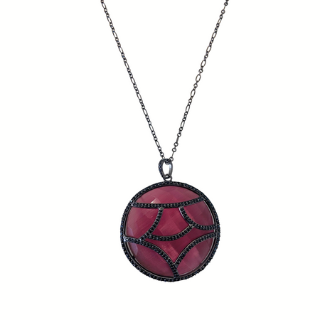 Pink Quartz round stone pendant