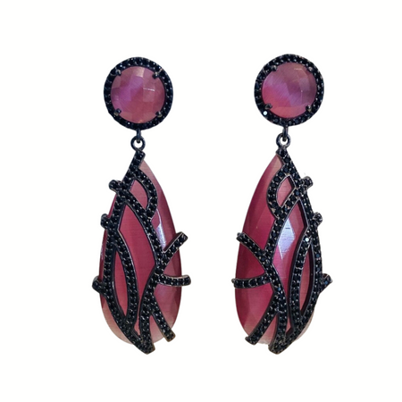 Pink Quartz overlay earrings