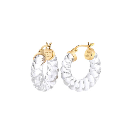 Clear Lucite Rope Textured Hoop Earrings