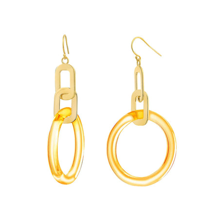 Citrine Lucite Drop Hoop Earrings