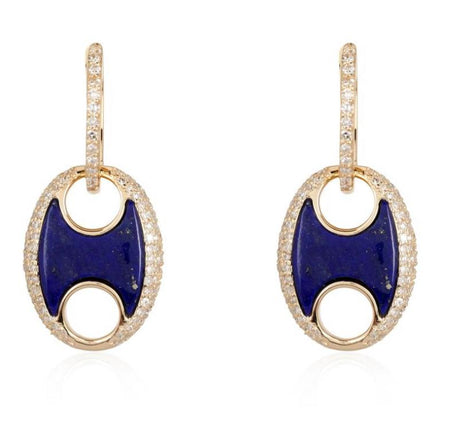 14kt Puff Diamond Lapis earrings