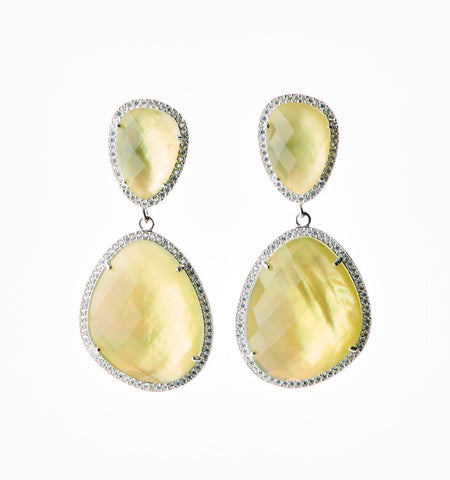 Freeform Drop Earrings -watercolor- lemon