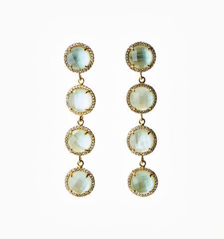 Stone Drop Earrings - watercolors - pale sage green