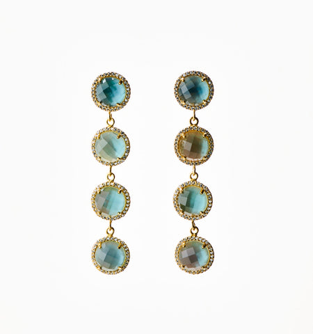 4-Stone Drop Earrings - watercolors - gentle aqua
