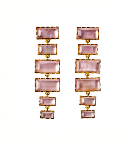 Waterfall earrings - watercolor - ballet slipper pink quartz