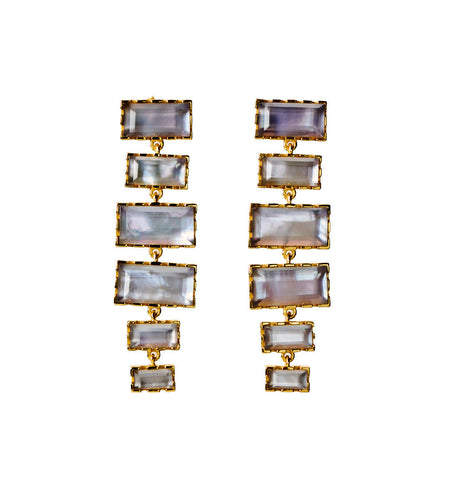 Waterfall earrings - watercolor - lavender smoke quartz