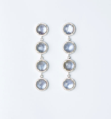 4-Stone Drop Earrings - watercolors - lavender smoke
