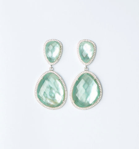 Freeform Drop Earrings -watercolor- gentle aqua