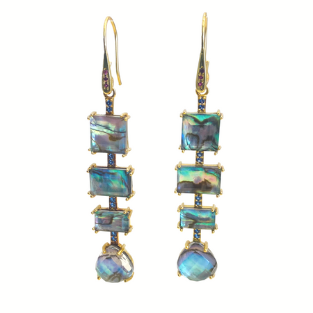 Linear Ornate Drop Earrings Abalone