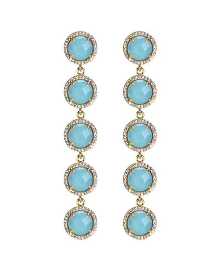 Aqua Blue 5-Stud Drop Earrings