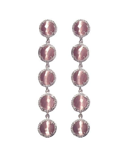 Pink 5-Stud Drop Earrings