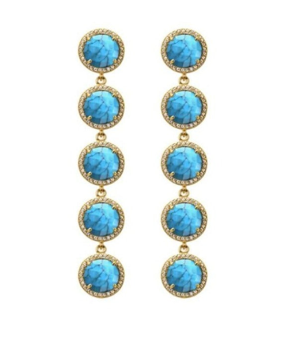 5-Stud Drop Earrings