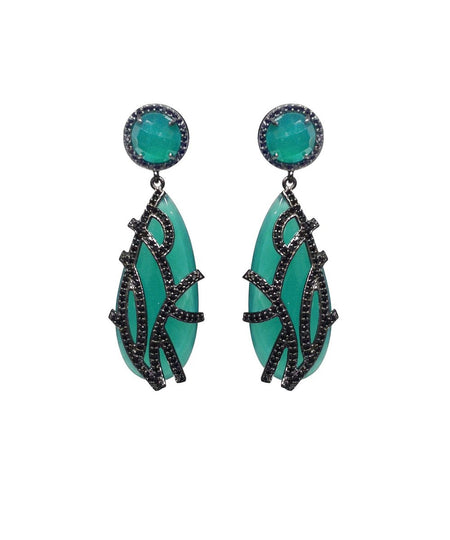Emerald overlay earrings