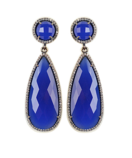 Royal Blue Chalcedony drop earring