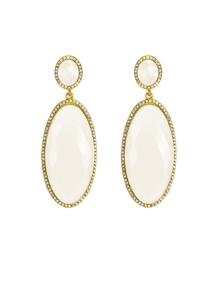 Moonstone Oval Drop Earrings