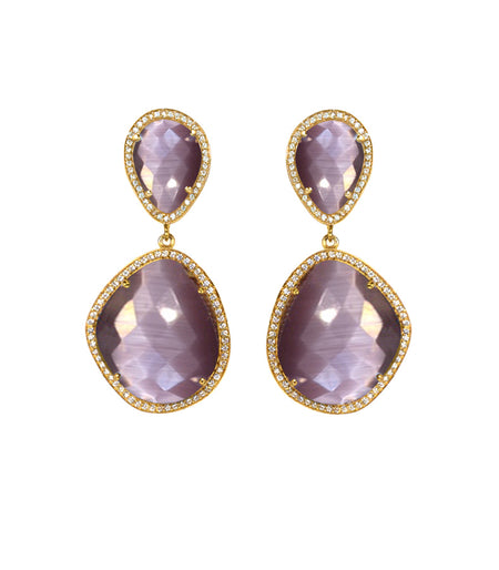 Mauve Chalcedony Drop Earrings