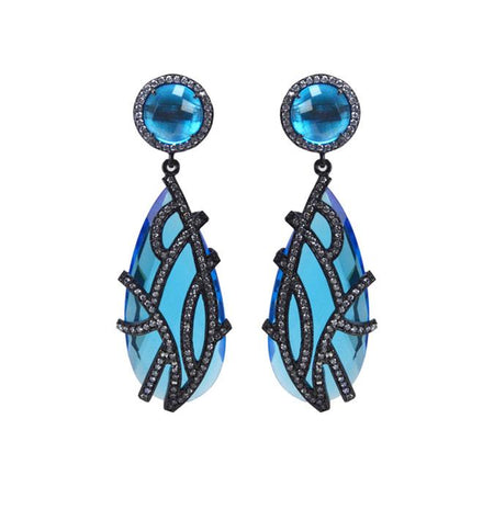 Overlay Earrings, Aquamarine or Turq