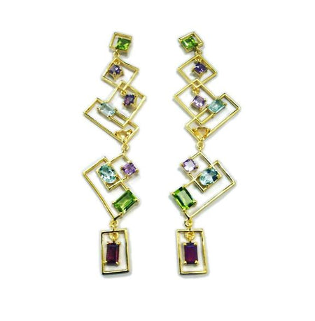 SemiPrecious Stones Rectangle Drop Earrings