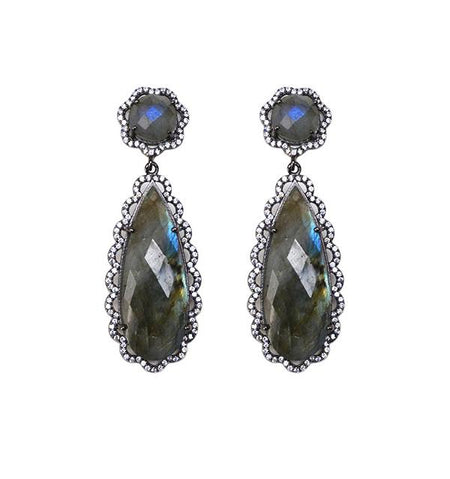 Scallop earrings, Grey or Labradorite
