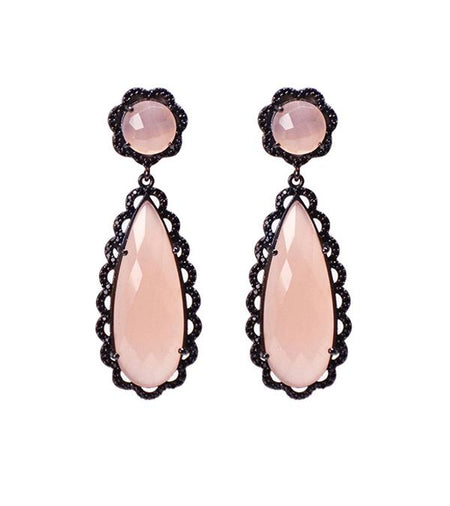 Pink quartz scallop earrings