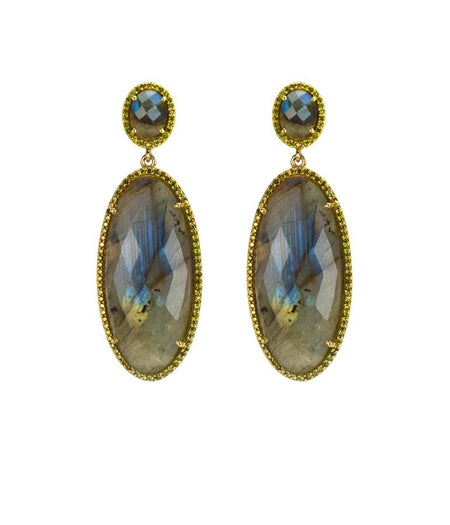 Labradorite Oval Drop Earrings