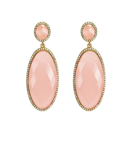 Pink Oval Drop Earrings