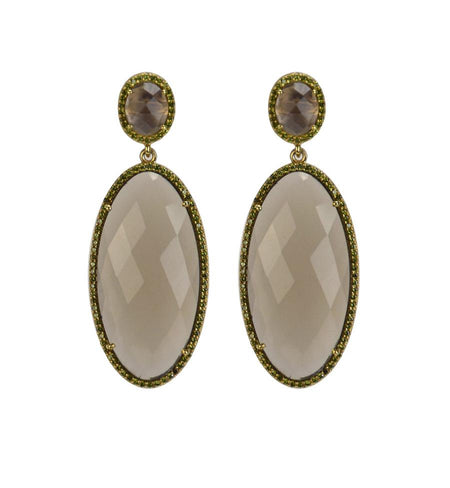 Smoky Quartz Oval Drop Earrings