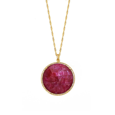 Ruby Jade Pendant Necklace