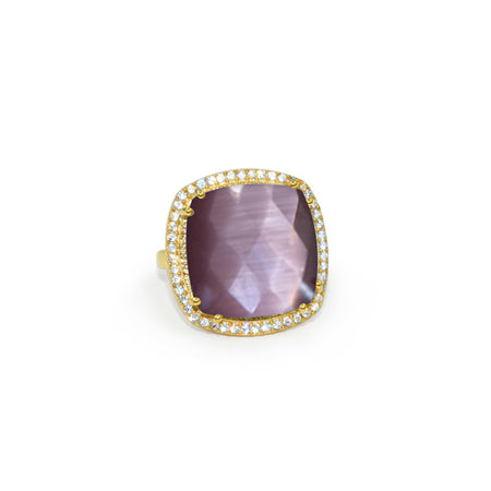 Mauve Quartz Square Ring