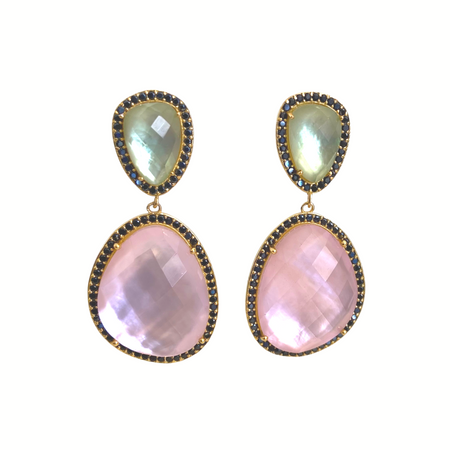Freeform Drop Earrings -wit and whimsy- pale sage green and ballet slipper pink