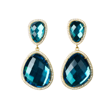 Glimmer and Glow Freeform Drop Earrings - Peacock Blue