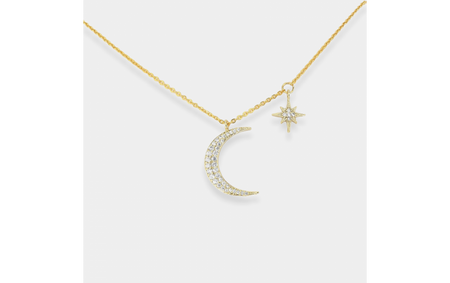 Crescent Moon and Starburst Pendant Necklace