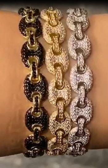 Sterling silver pave closed link bracelet