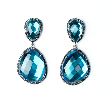 Glimmer and Glow Freeform Drop Earrings - Peacock Blue