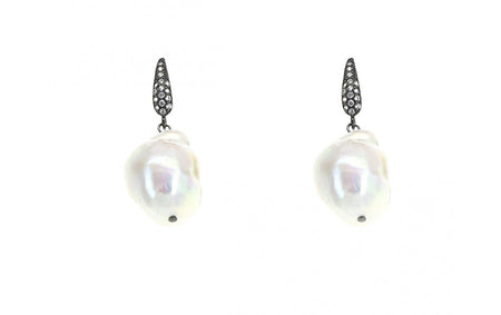Freshwater Pearl Earrings with cz pave French hooks.