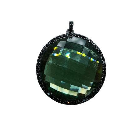 Round Pendant - Green Pyrite Quartz