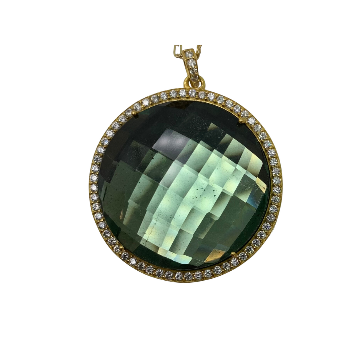 Round Pendant -Green pyrite – Susan Hanover Jewelry