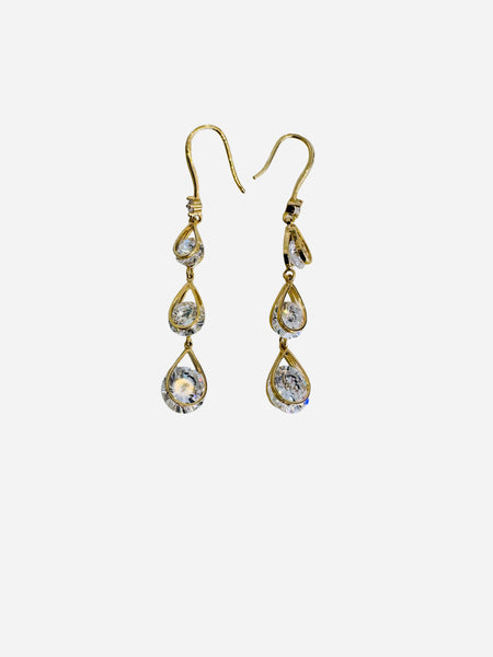 Triple Cubic Zirconia teardrop earrings