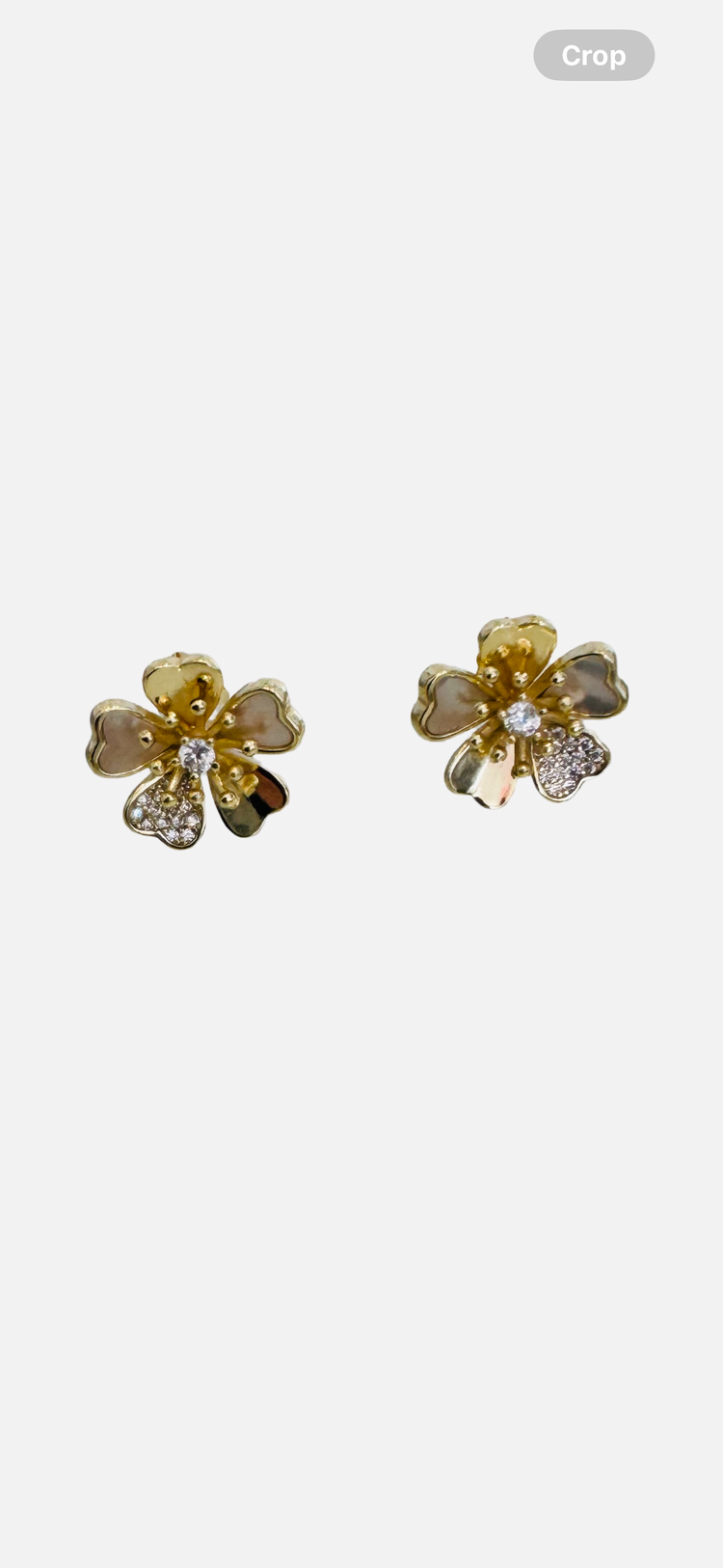 Mother of Pearl and Cubic Zirconia Flower Stud Earrings