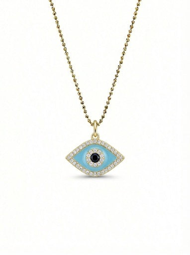 14Kt Gold Evil Pendant with Diamonds and Single Sapphire
