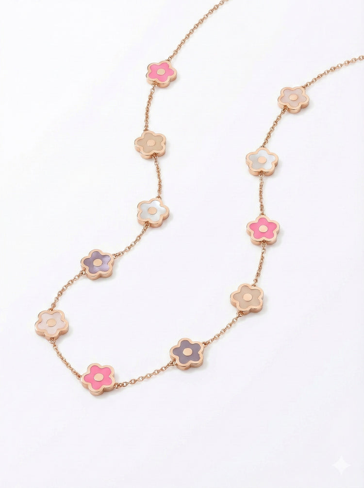 Multiple flowers station necklace