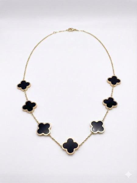 Black Onyx 14kt Gold Hearts Necklace