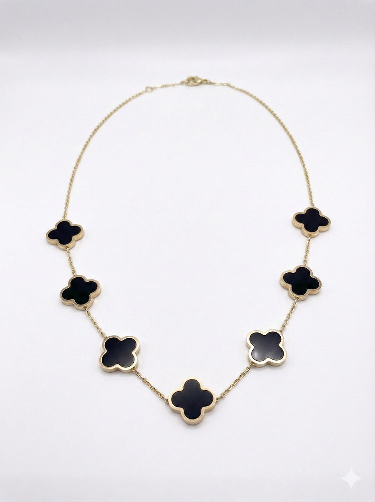 Black Onyx 14kt Gold Hearts Necklace