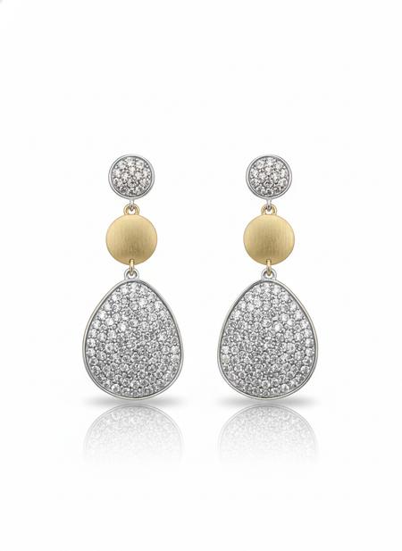 Matte Gold Freeform Pave Earrings