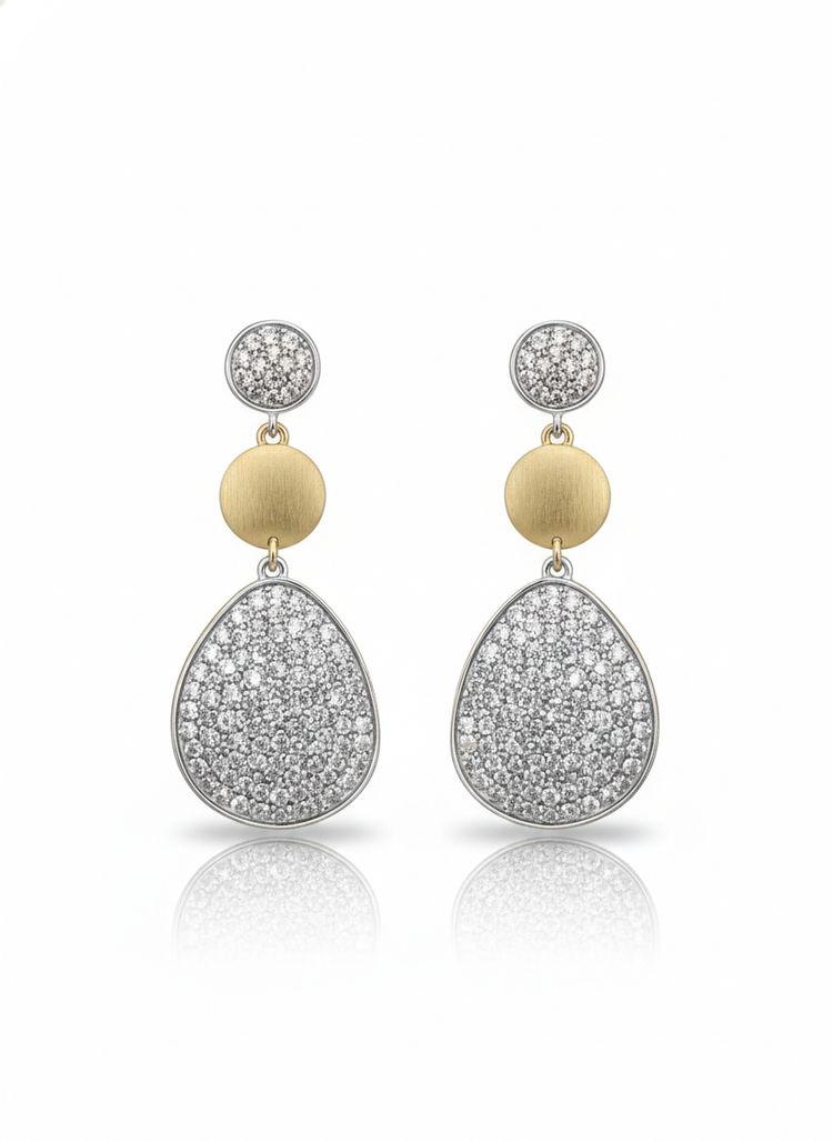 Matte Gold Freeform Pave Earrings