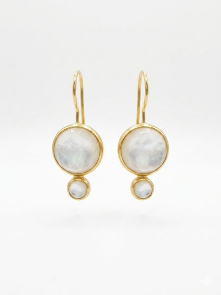 Moonstone round stone earrings with moonstone accent